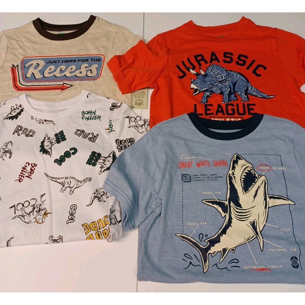 365 Kids Garanimals Boys Recess Shark Dino T-shirt Size 8 Lot Of‎ 4 Shirts